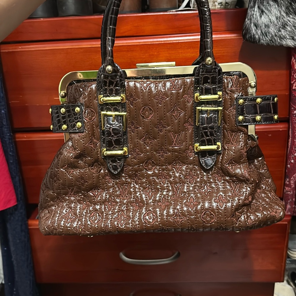 Authentic Louis Vuitton Motard Biker Handbag Monogram Quilted Leather